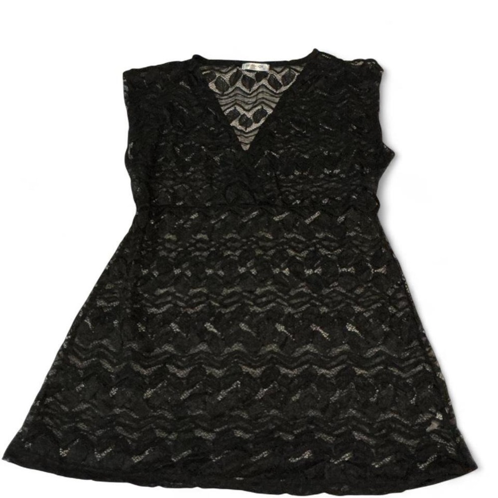 HOTOUCH Black Lace V Neck Sleeveless Swim Cover Up Dress XS‎